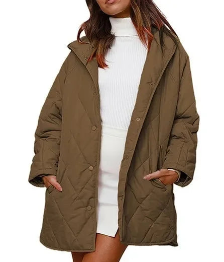 Oversized Parka Dames met Capuchon in Olijfbruin, productfoto