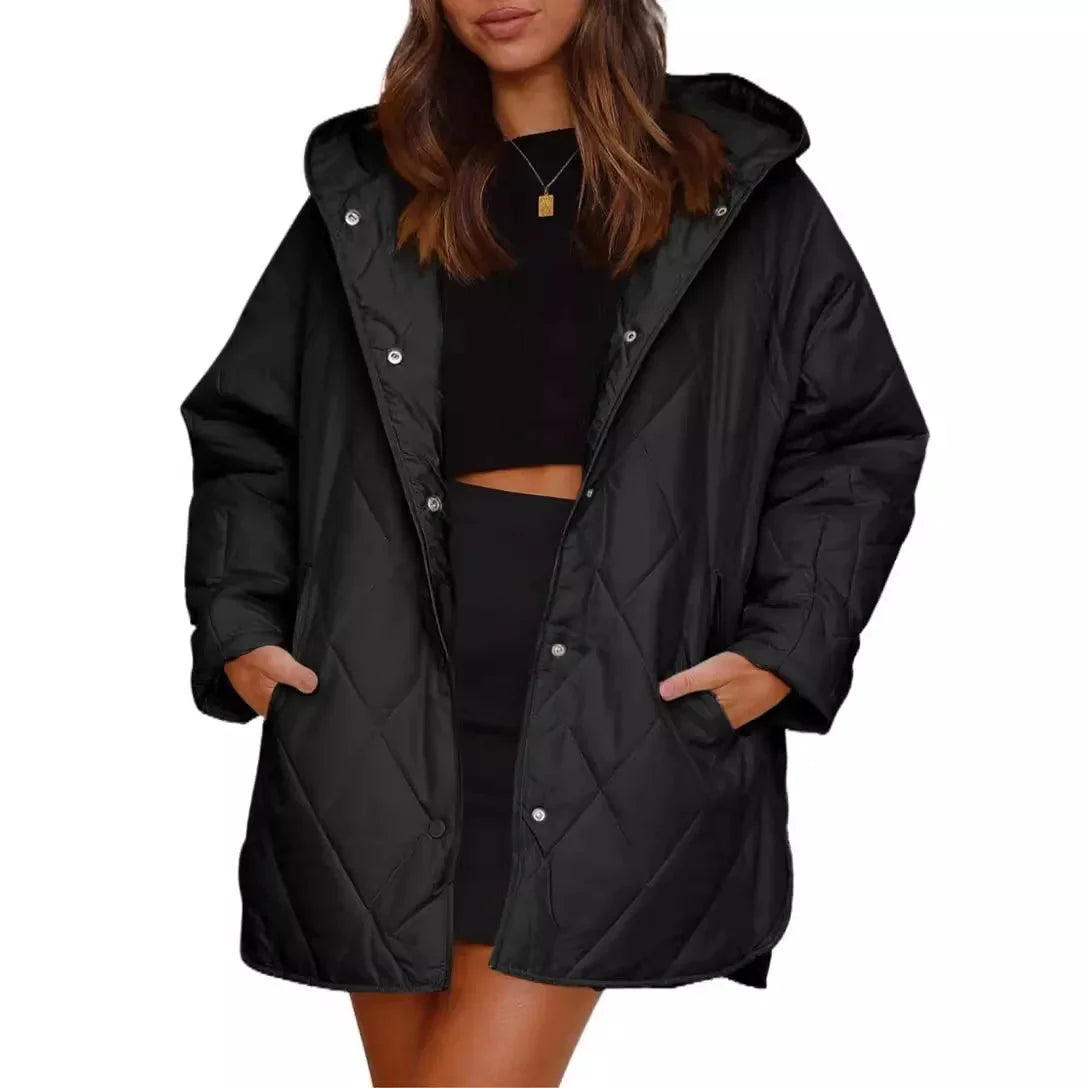Oversized Parka Dames met Capuchon in Zwart, productfoto