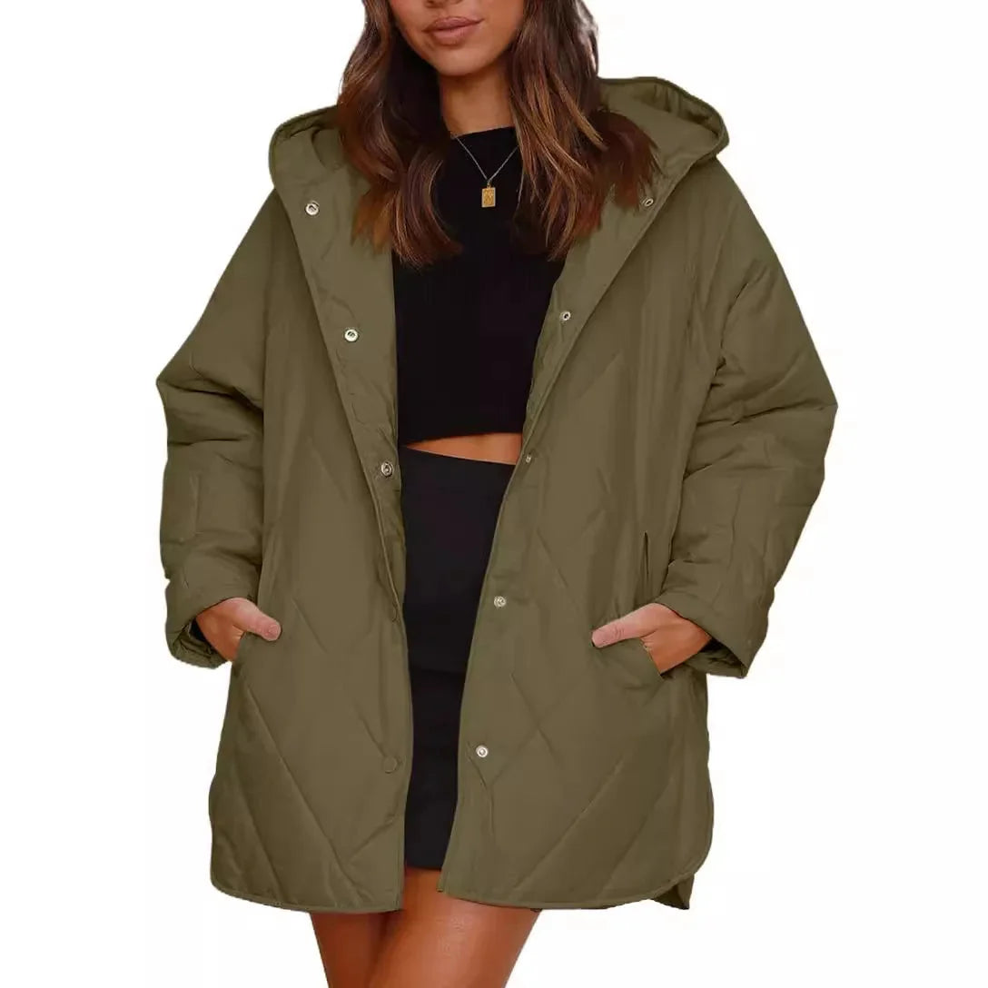 Oversized Parka Dames met Capuchon in Mosgroen, productfoto