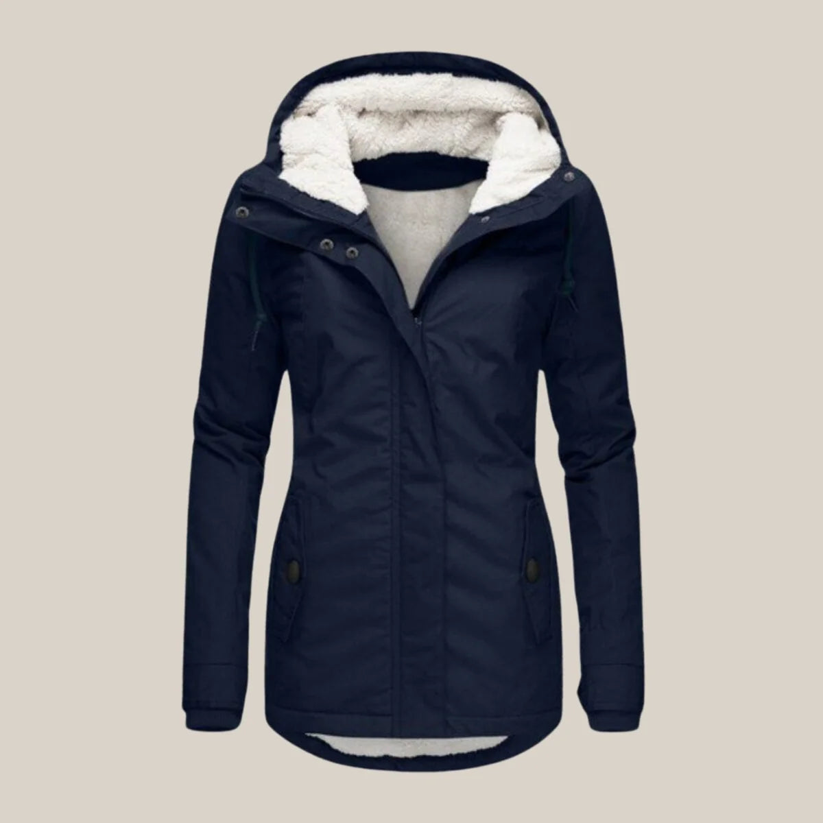 Gewatteerde Winterjas Dames met Fleecevoering in Blauw, productfoto
