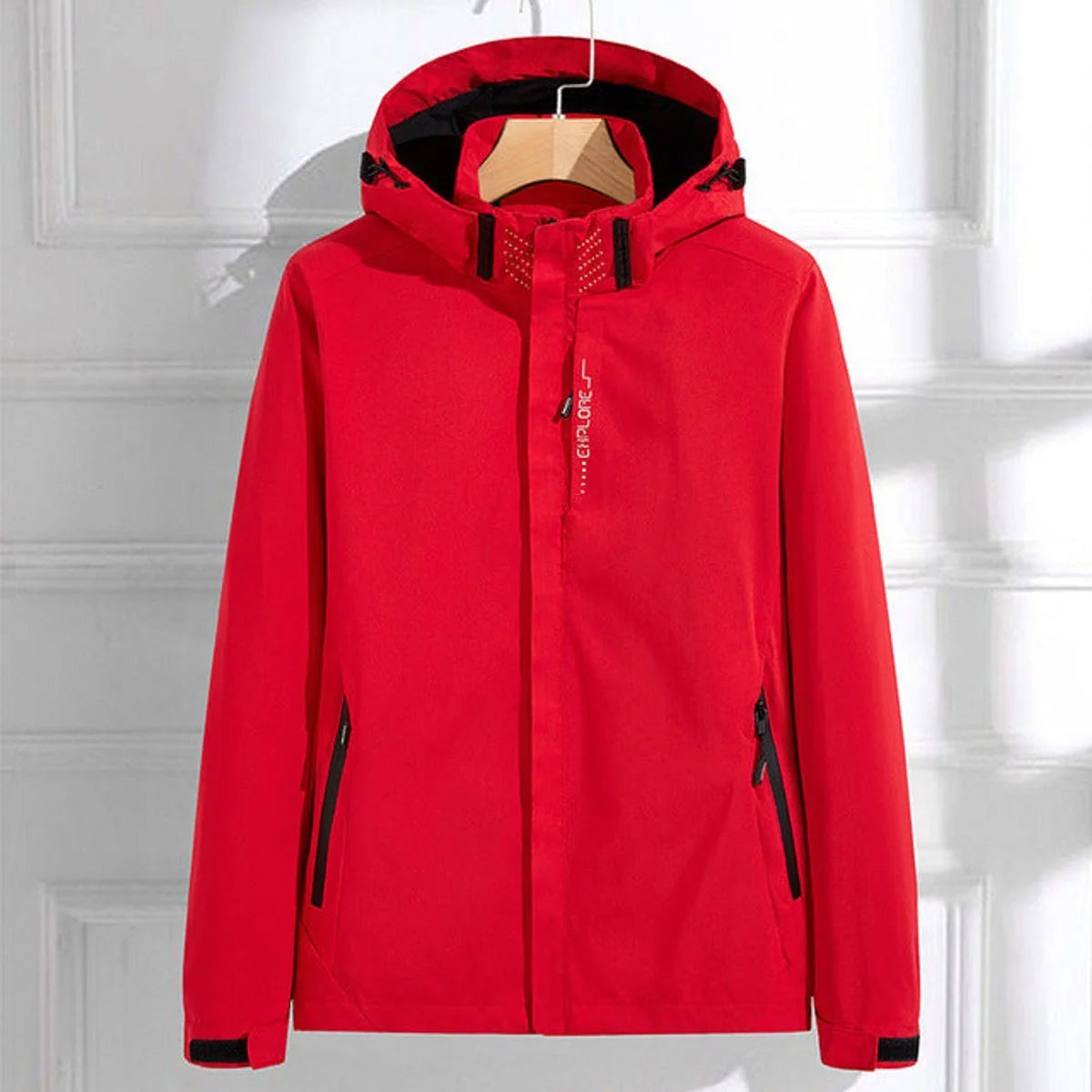 Waterdichte Regenjas Dames met Capuchon in Rood, productfoto