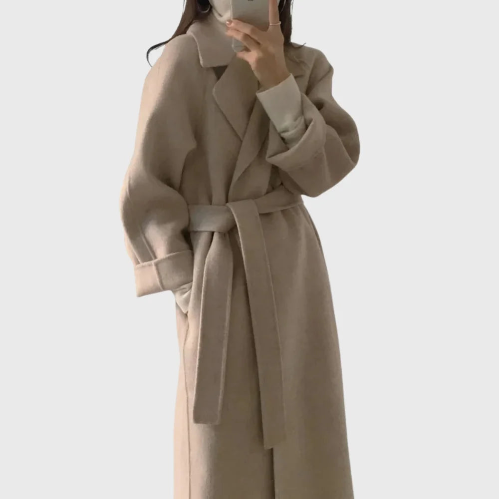 Wollen Jas Dames met Ceintuur in Camel, productfoto