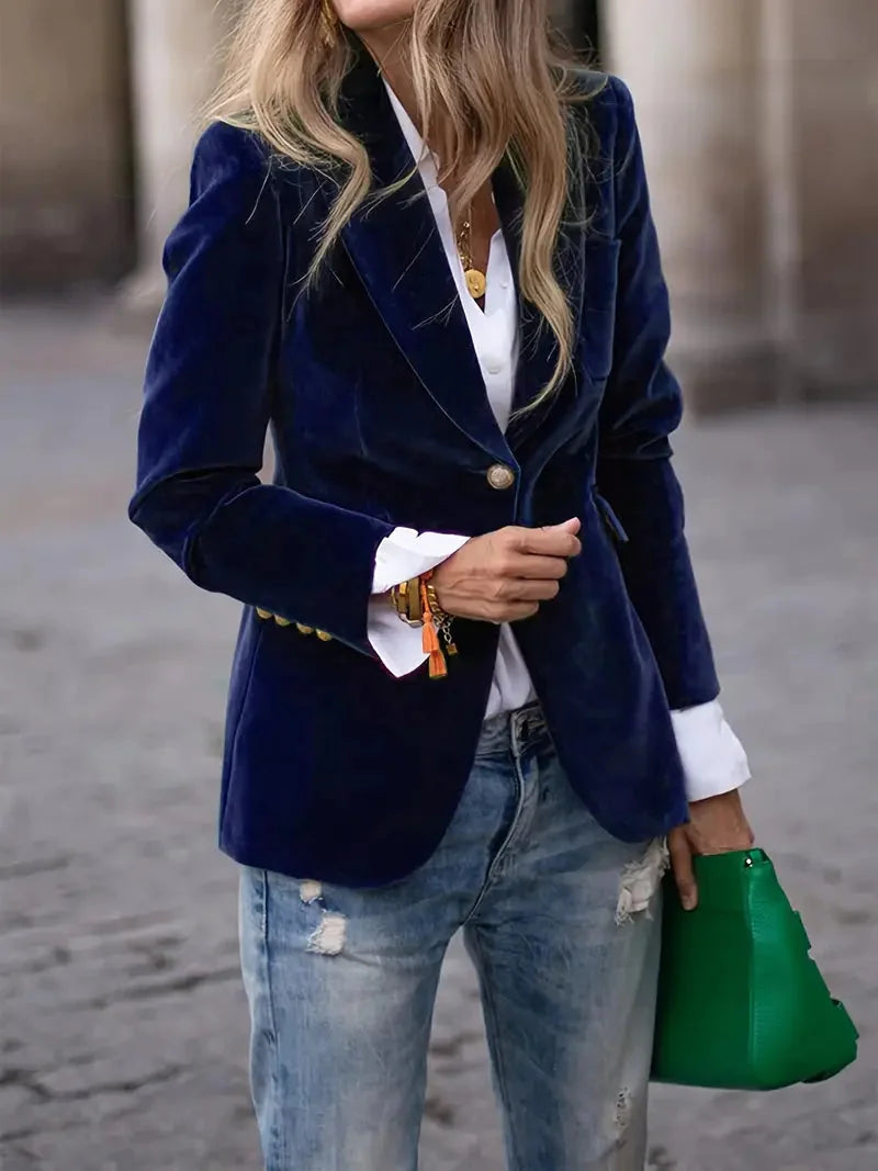Fluwelen Blazer Dames in Koningsblauw, productfoto