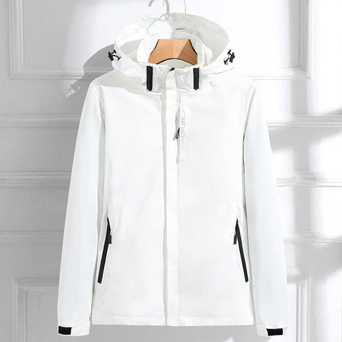 Waterdichte Regenjas Dames met Capuchon in Wit, productfoto