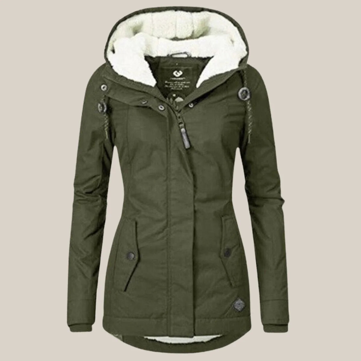 Gewatteerde Winterjas Dames met Fleecevoering in Groen, productfoto