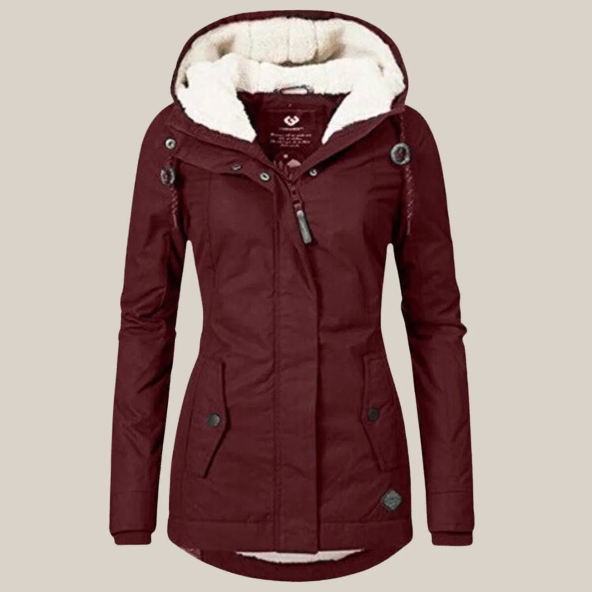 Gewatteerde Winterjas Dames met Fleecevoering in Rood, productfoto
