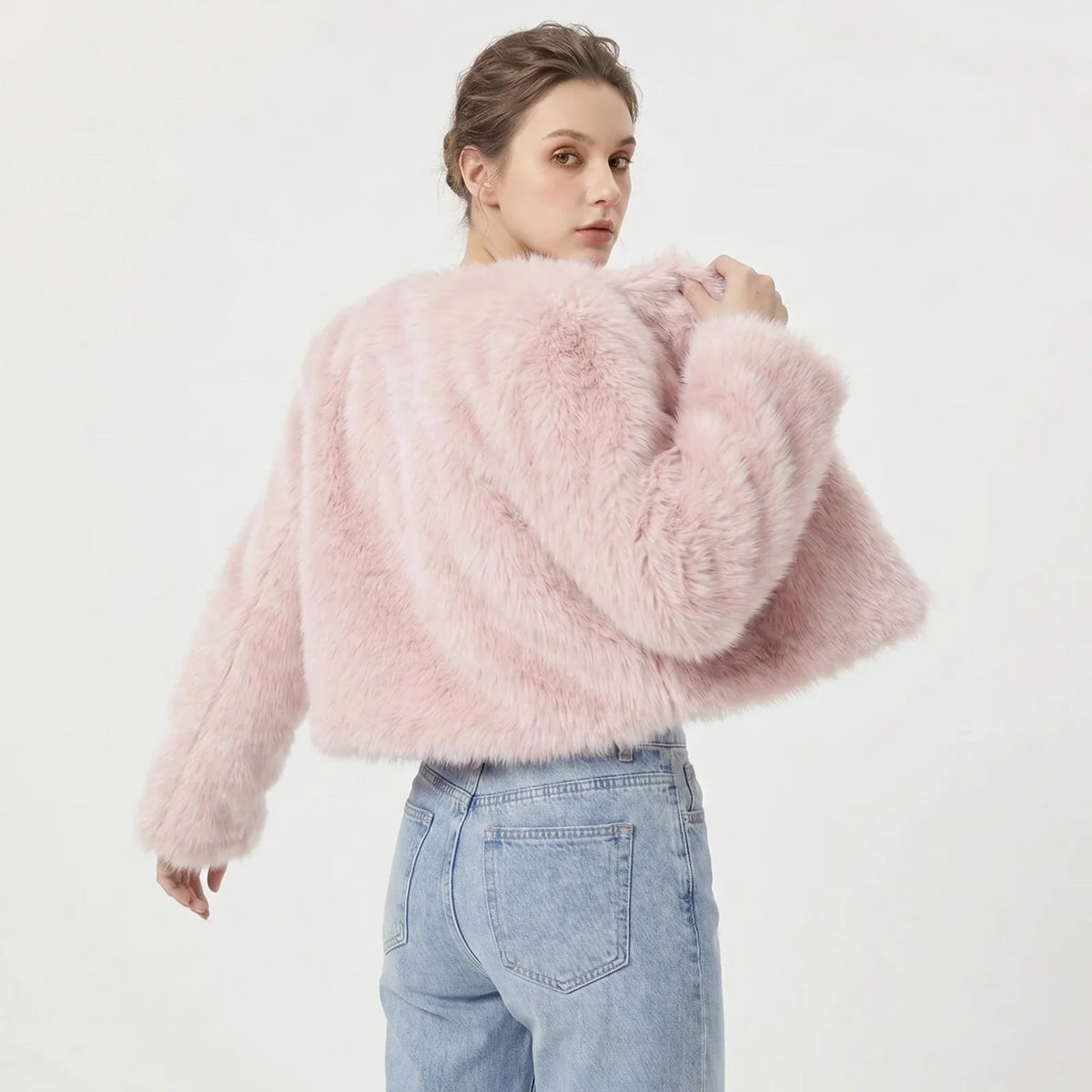 Kort Imitatiebont Jasje Dames in Roze, productfoto