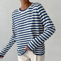 Gestreepte Trui Dames met Ronde Hals in Blauw, productfoto