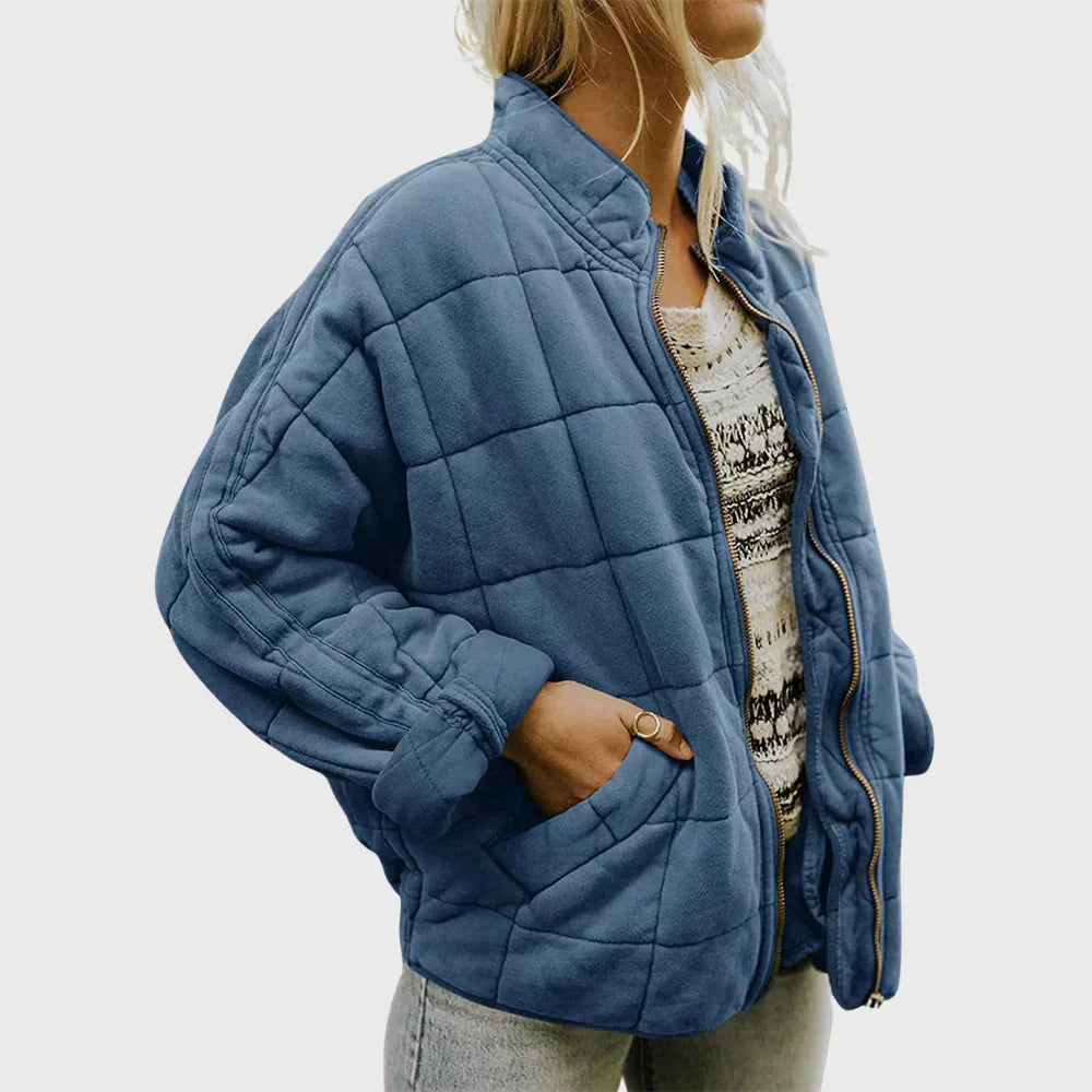 Gewatteerd Jasje Dames in Denimblauw, productfoto