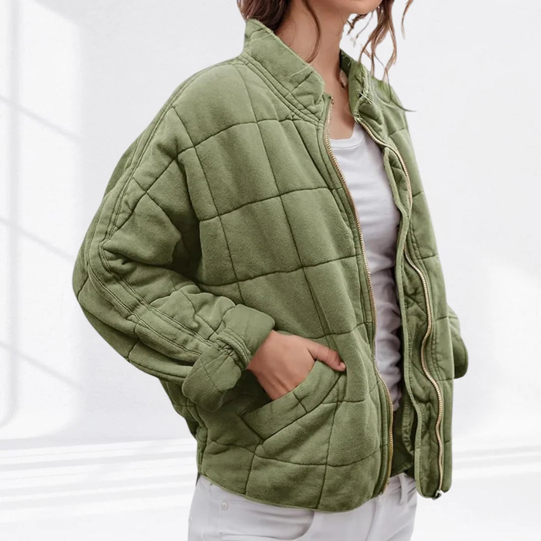 Gewatteerd Jasje Dames in Saliegroen, productfoto