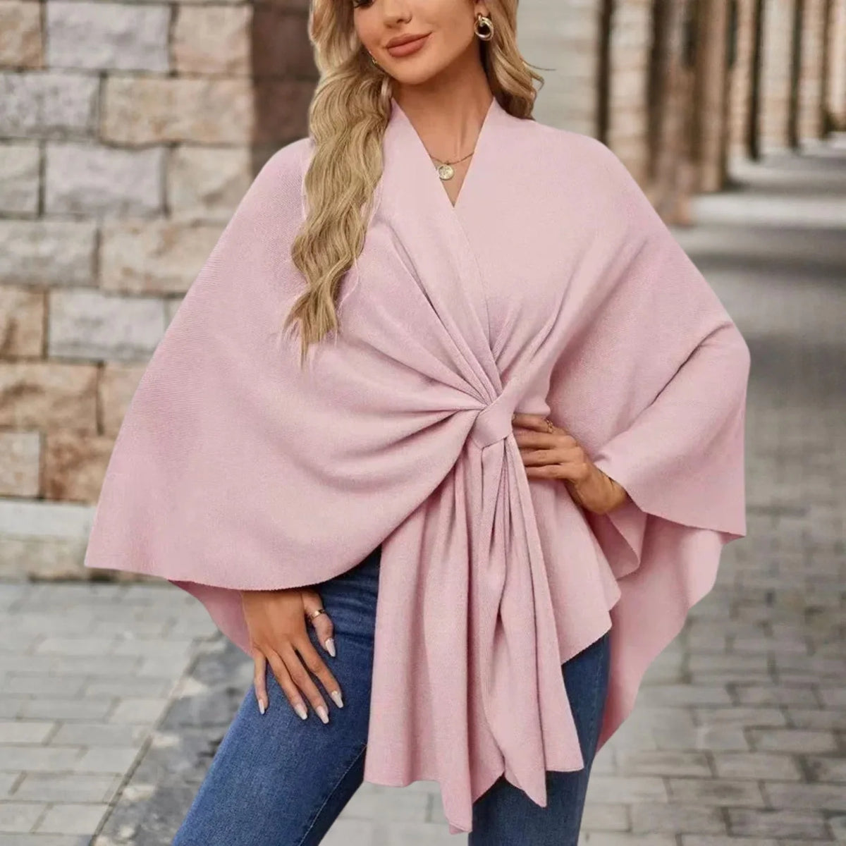 Poncho Dames One Size in Oudroze, productfoto