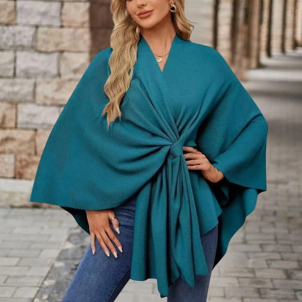 Poncho Dames One Size in Petrol, productfoto