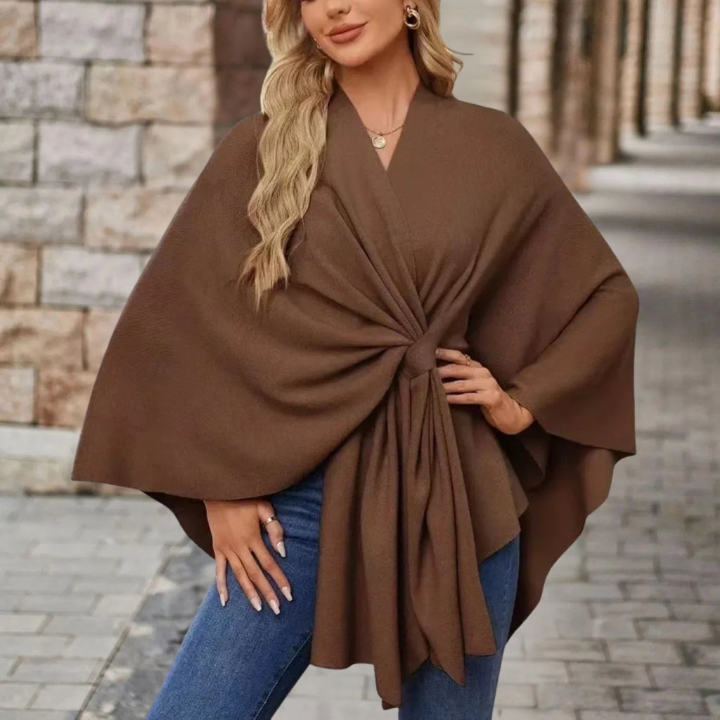 Poncho Dames One Size in Kastanjebruin, productfoto