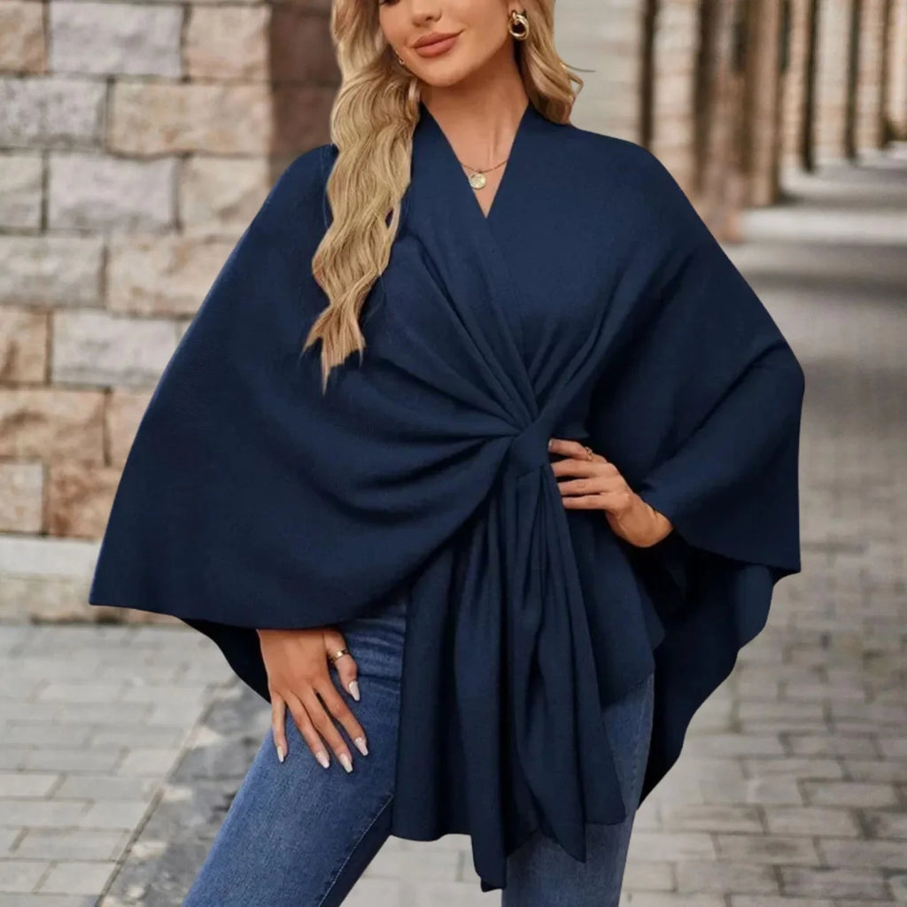 Poncho Dames One Size in Marineblauw, productfoto