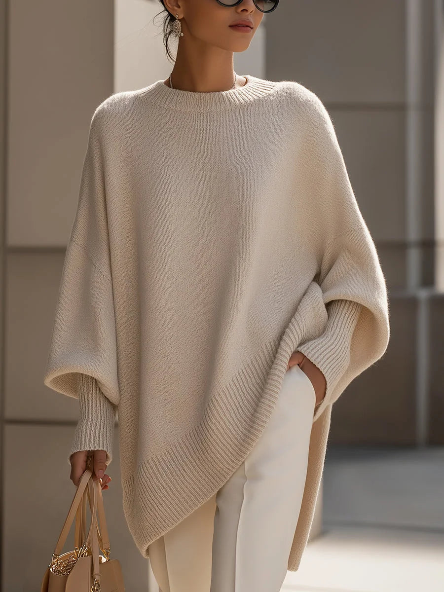 Oversized Poncho Trui Dames in Beige, productfoto