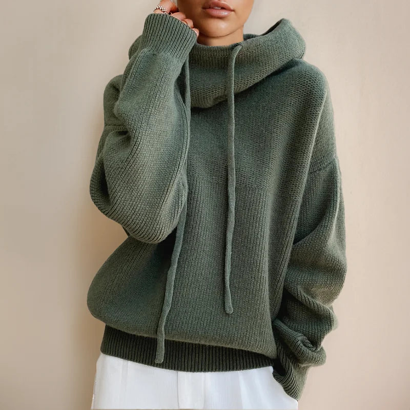 Gebreide Hoodie Dames in Groen, productfoto
