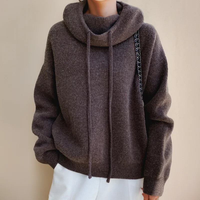 Gebreide Hoodie Dames in Bruin, productfoto
