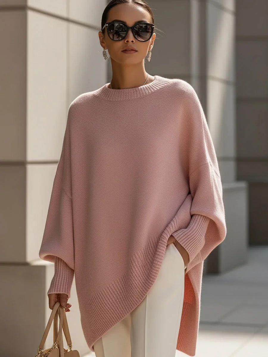 Oversized Poncho Trui Dames in Roze, productfoto