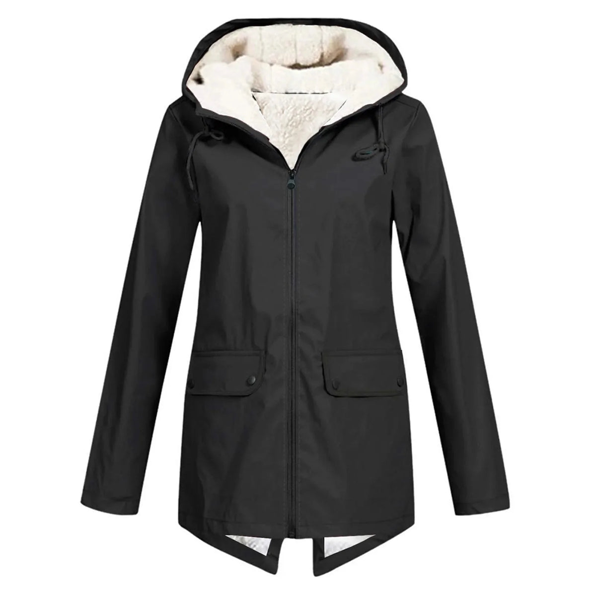 Oversized Winterjas Dames met Capuchon in Zwart, productfoto