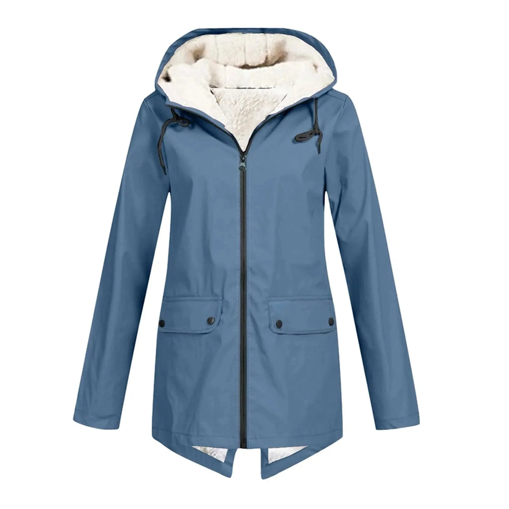 Oversized Winterjas Dames met Capuchon in Blauw, productfoto