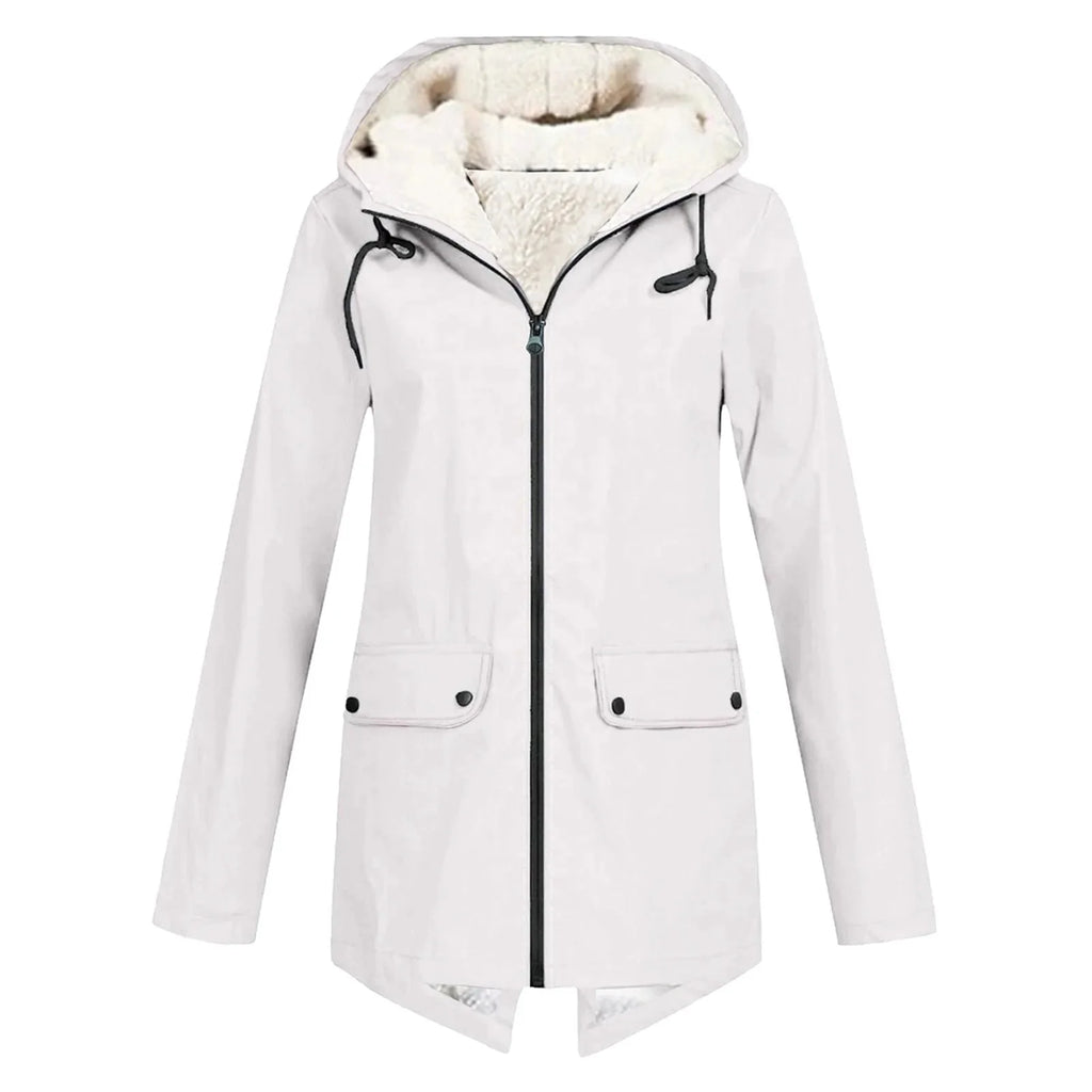 Oversized Winterjas Dames met Capuchon in Wit, productfoto