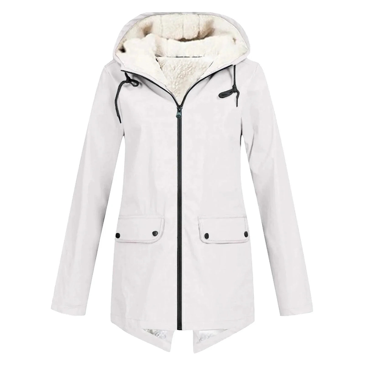 Oversized Winterjas Dames met Capuchon in Wit, productfoto