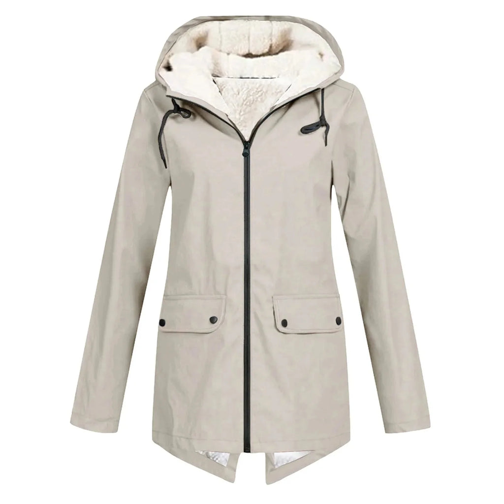 Oversized Winterjas Dames met Capuchon in Beige, productfoto