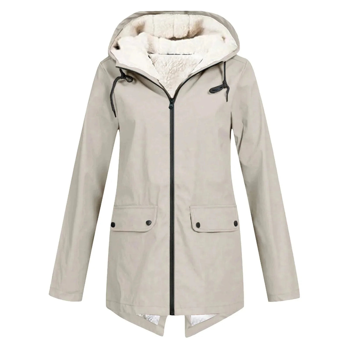 Oversized Winterjas Dames met Capuchon in Beige, productfoto