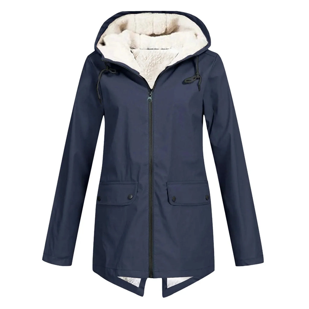Oversized Winterjas Dames met Capuchon in Marineblauw, productfoto