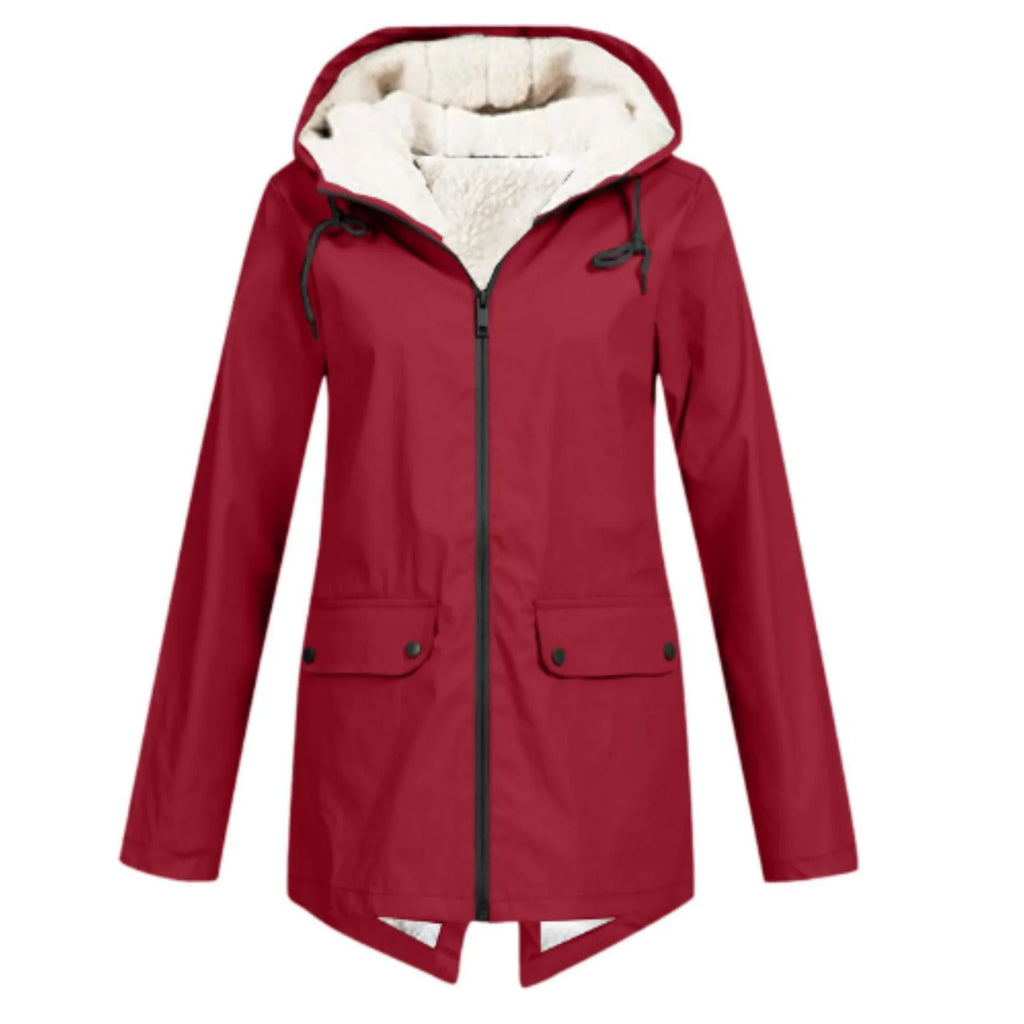 Oversized Winterjas Dames met Capuchon in Rood, productfoto