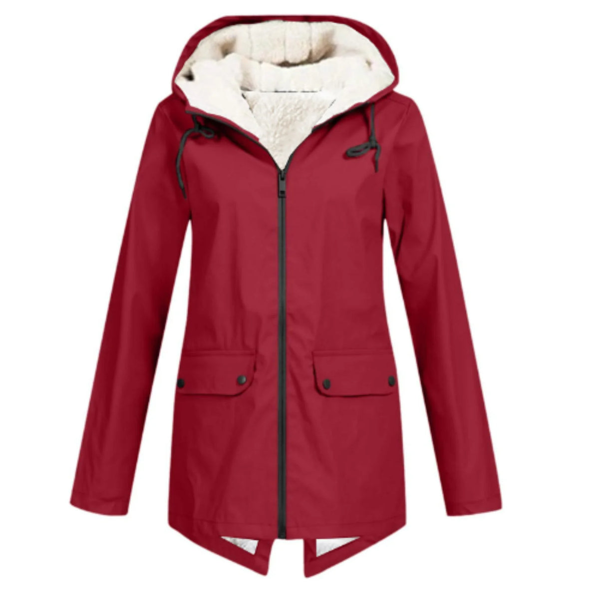 Oversized Winterjas Dames met Capuchon in Rood, productfoto