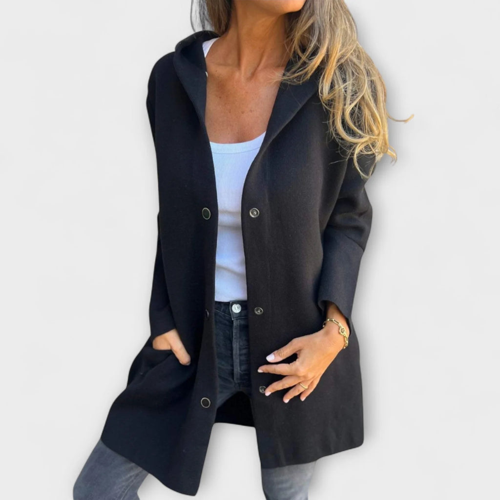 Klassieke Winterjas Dames met Capuchon in Zwart, productfoto