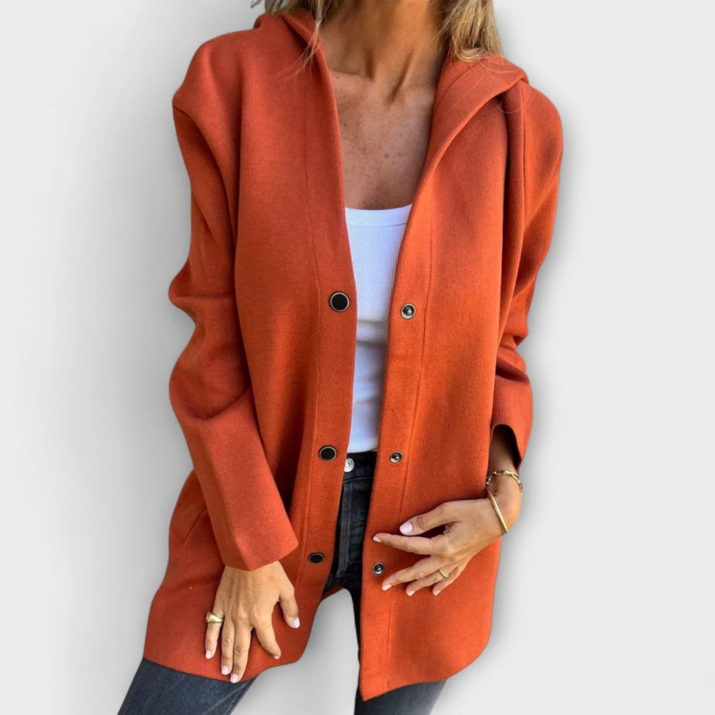 Klassieke Winterjas Dames met Capuchon in Oranje, productfoto