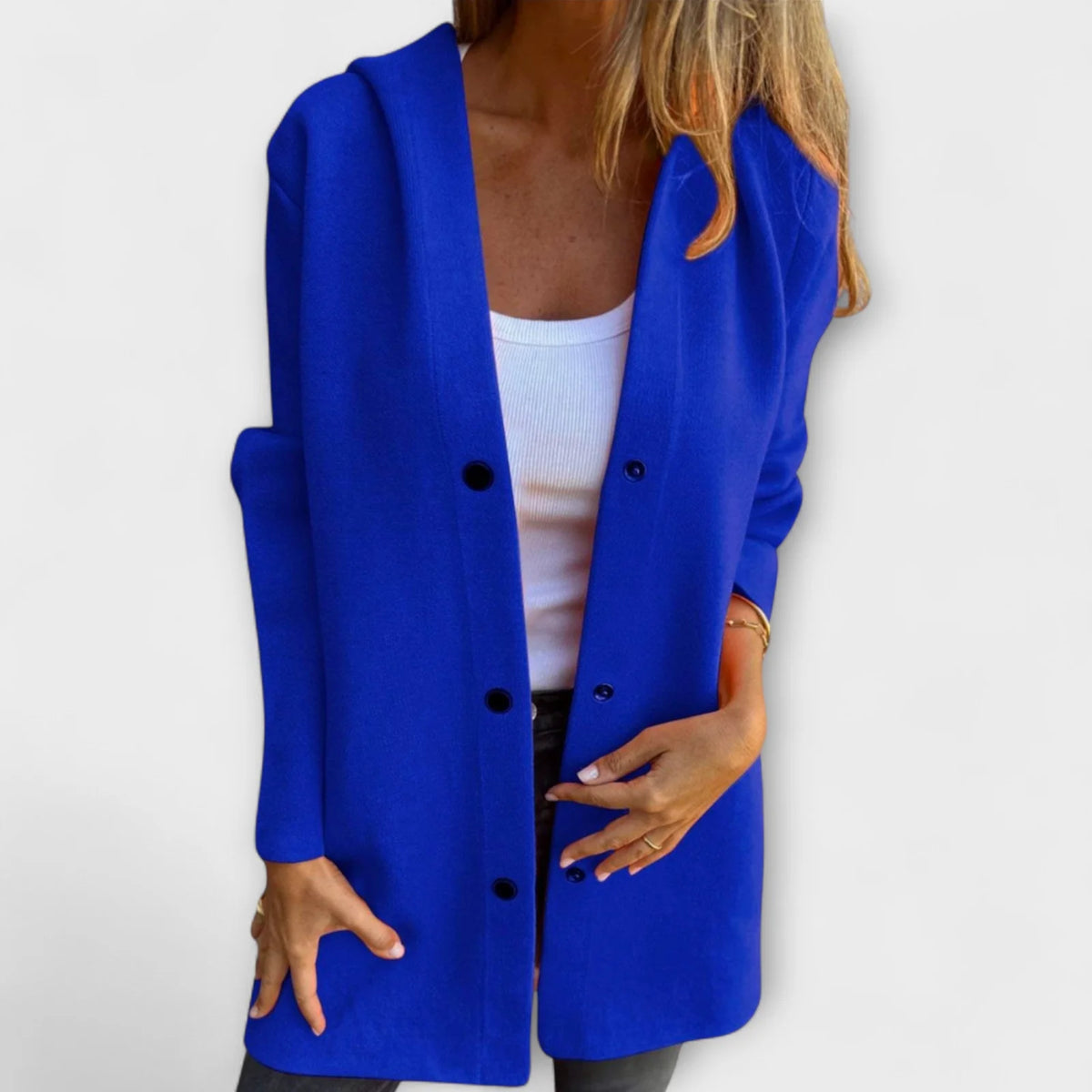 Klassieke Winterjas Dames met Capuchon in Blauw, productfoto
