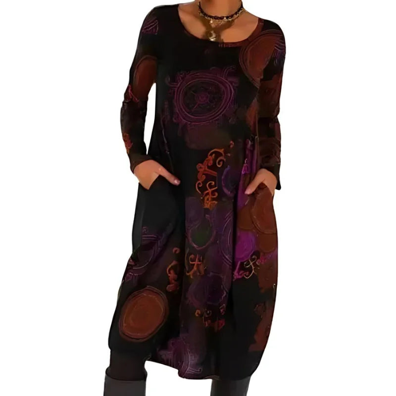 Winterjurk Dames met Lange Mouwen en Zakken in Rood, productfoto