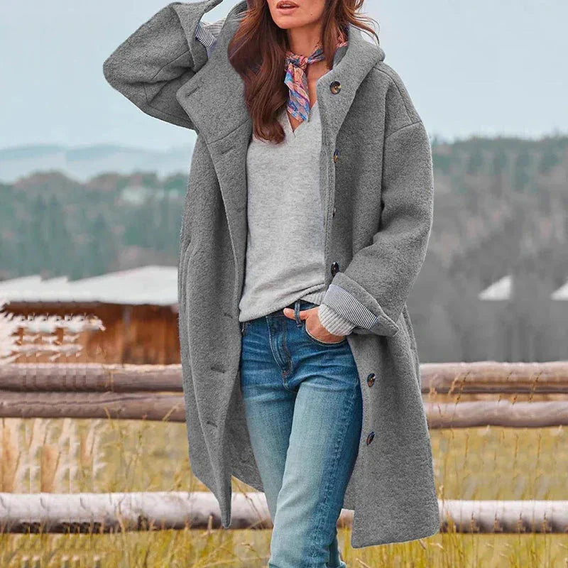Dikke Winterjas Dames met Capuchon in Grijs, productfoto