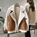 Aviator Jas Dames met Teddykraag in Bruin, productfoto
