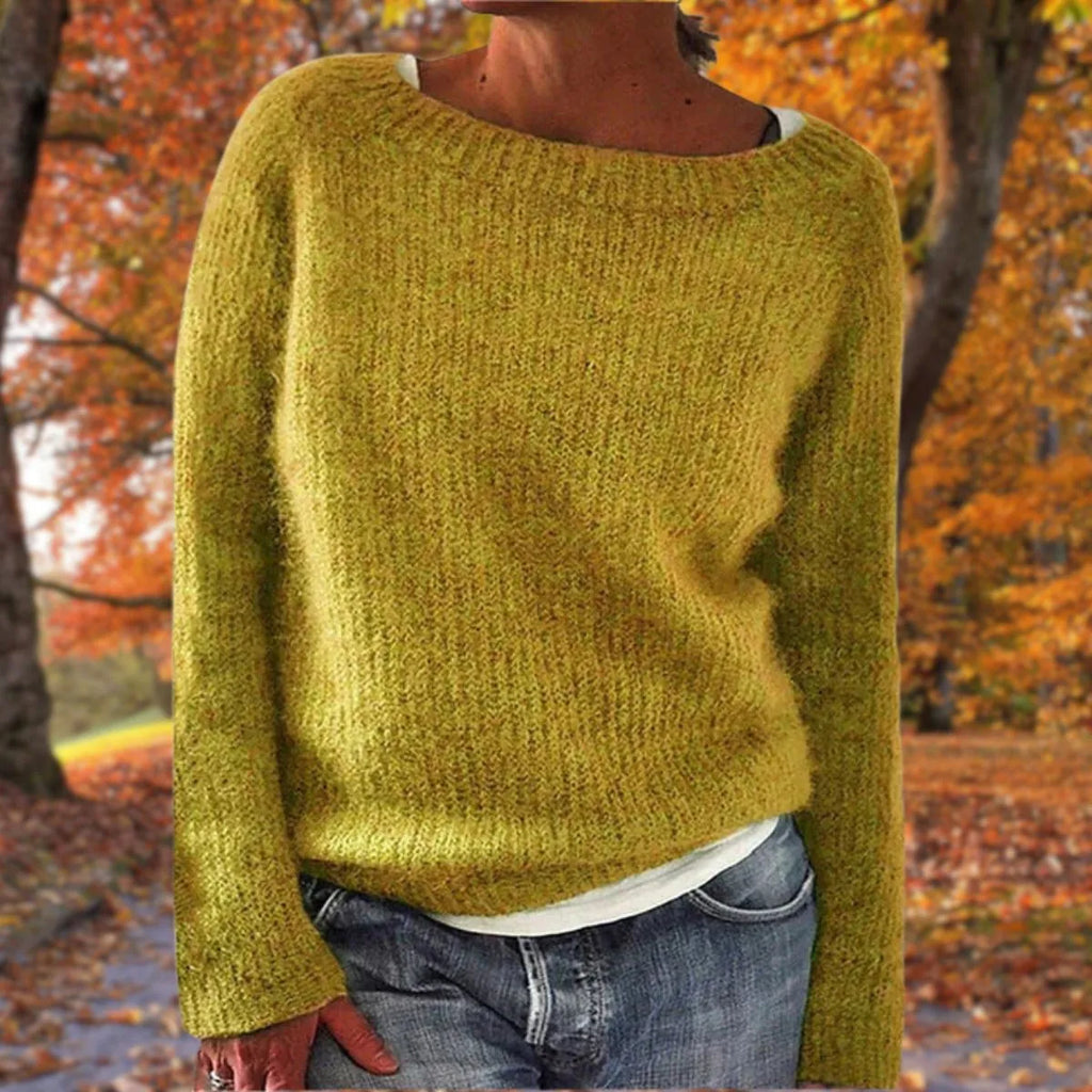 Wollen Trui Dames Merino in Geel, productfoto