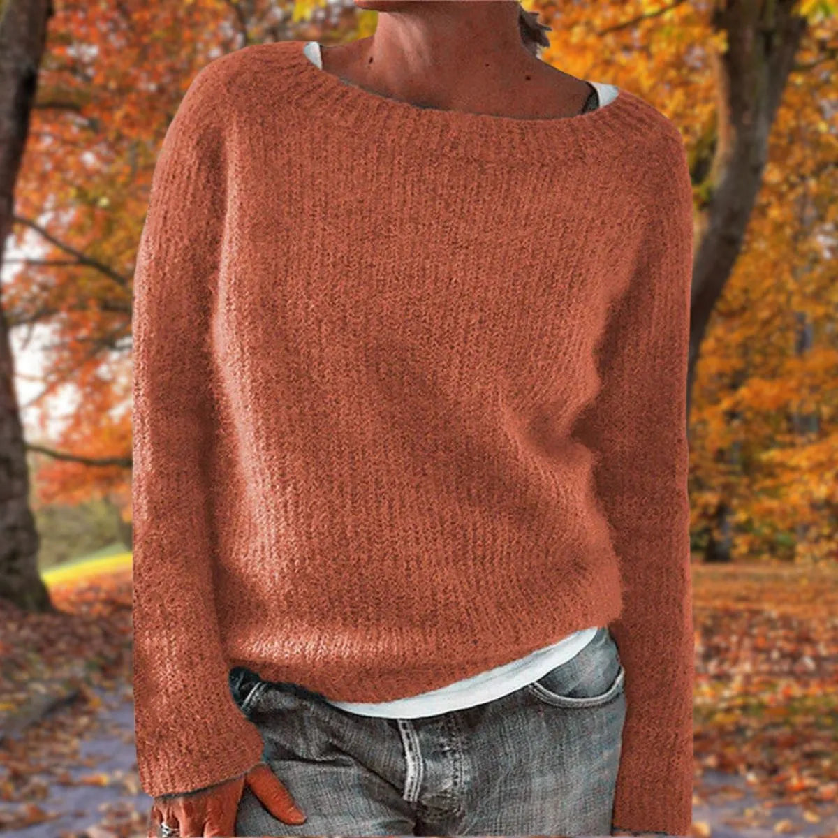 Wollen Trui Dames Merino in Oranje, productfoto