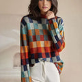 Gebreide Trui Dames met Blokpatroon in Multicolor, productfoto