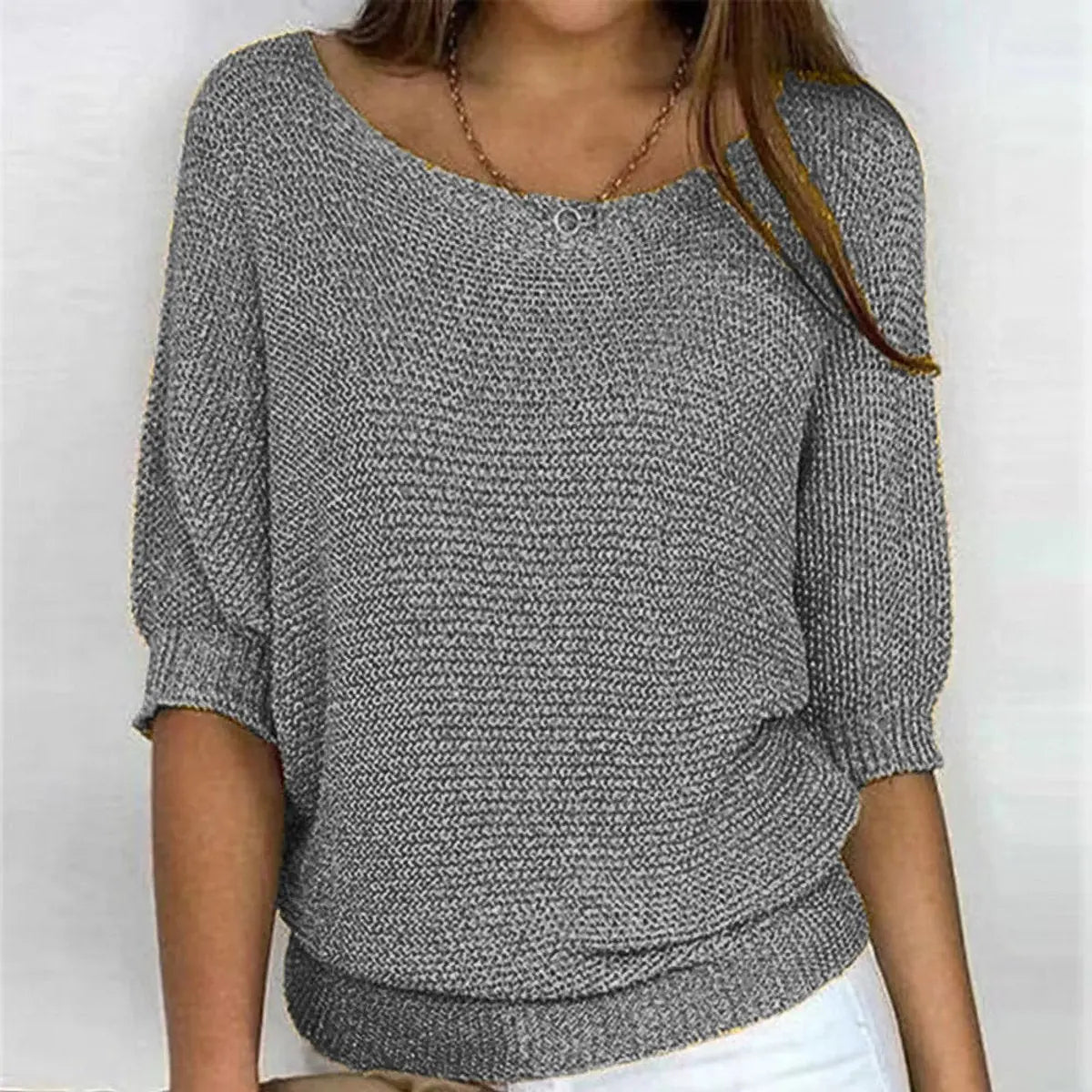 Oversized Trui Dames met Vleermuismouwen in Grijs, productfoto