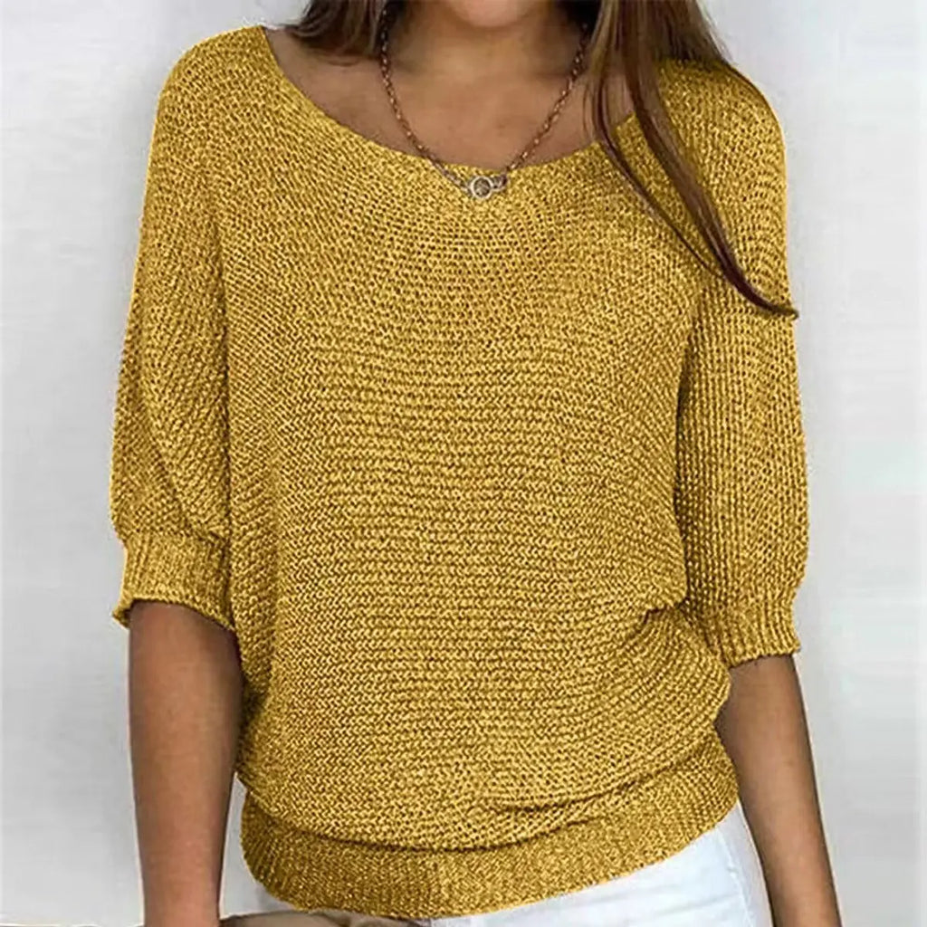 Oversized Trui Dames met Vleermuismouwen in Geel, productfoto