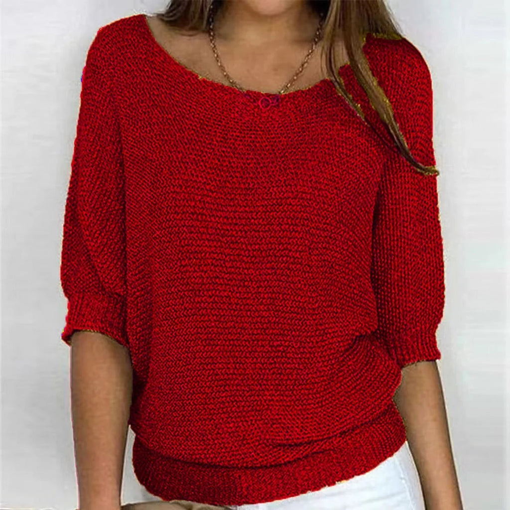 Oversized Trui Dames met Vleermuismouwen in Rood, productfoto