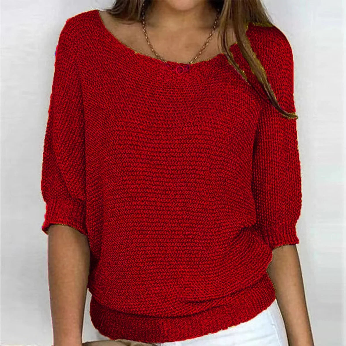 Oversized Trui Dames met Vleermuismouwen in Rood, productfoto