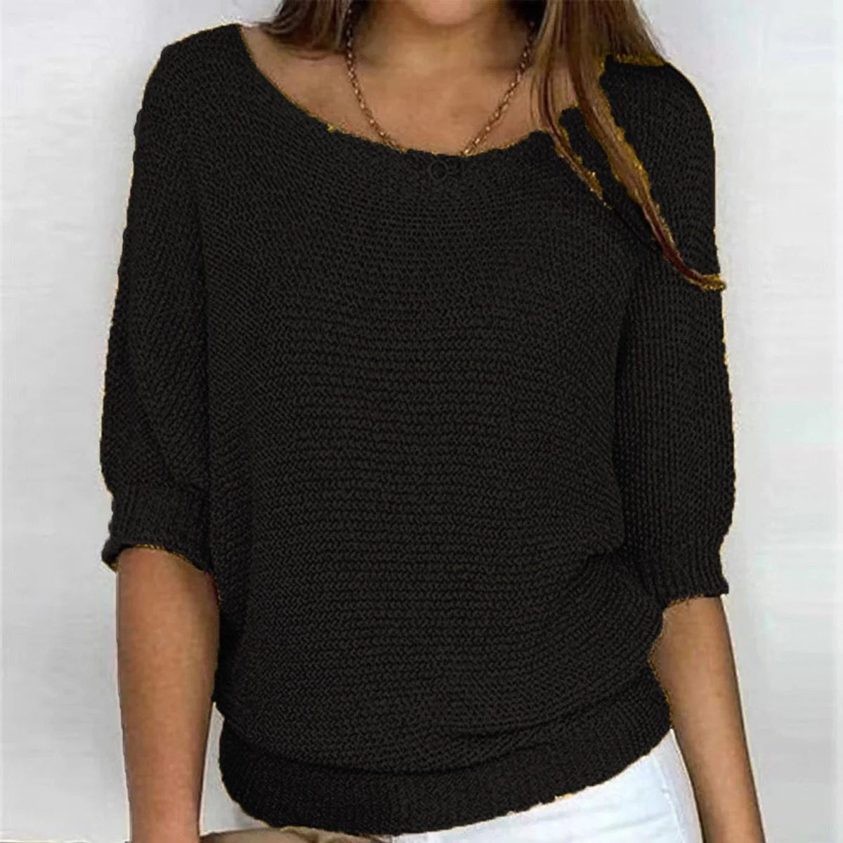Oversized Trui Dames met Vleermuismouwen in Zwart, productfoto