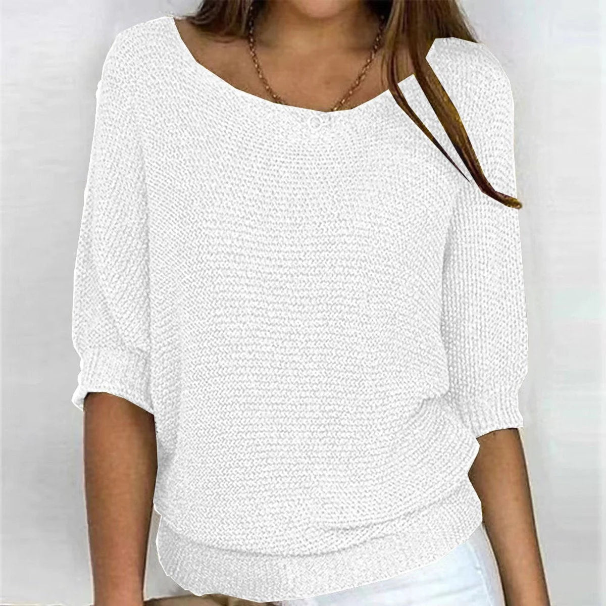 Oversized Trui Dames met Vleermuismouwen in Wit, productfoto