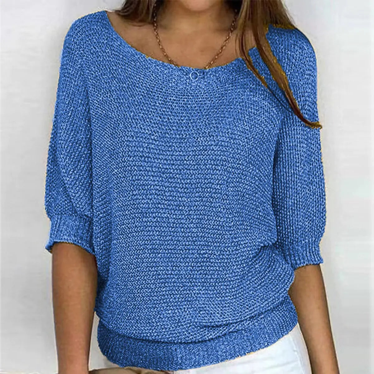Oversized Trui Dames met Vleermuismouwen in Blauw, productfoto