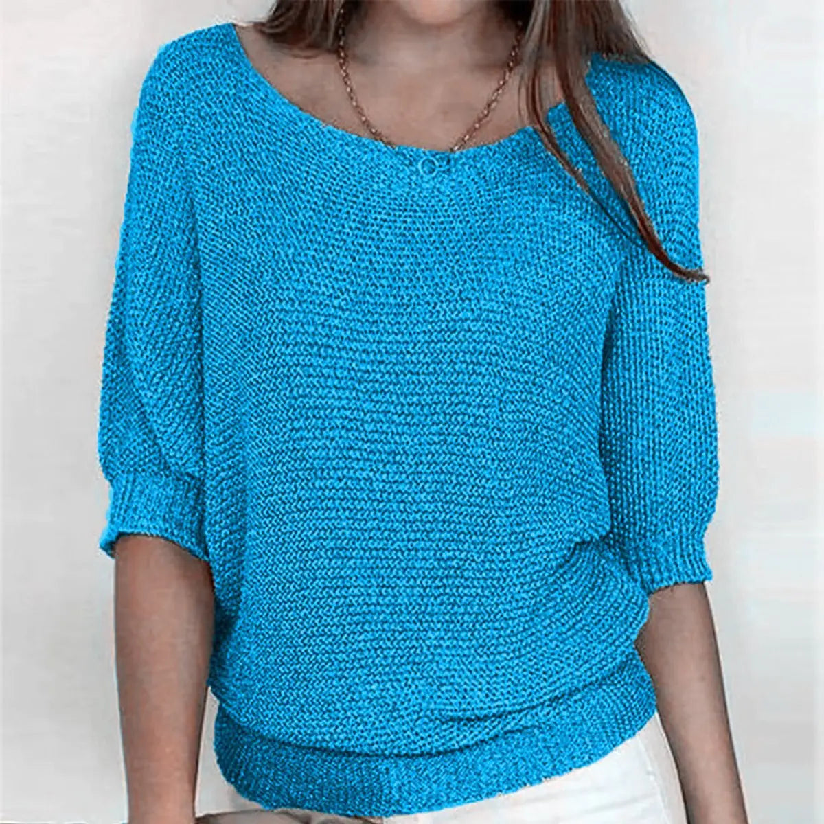 Oversized Trui Dames met Vleermuismouwen in Lichtblauw, productfoto