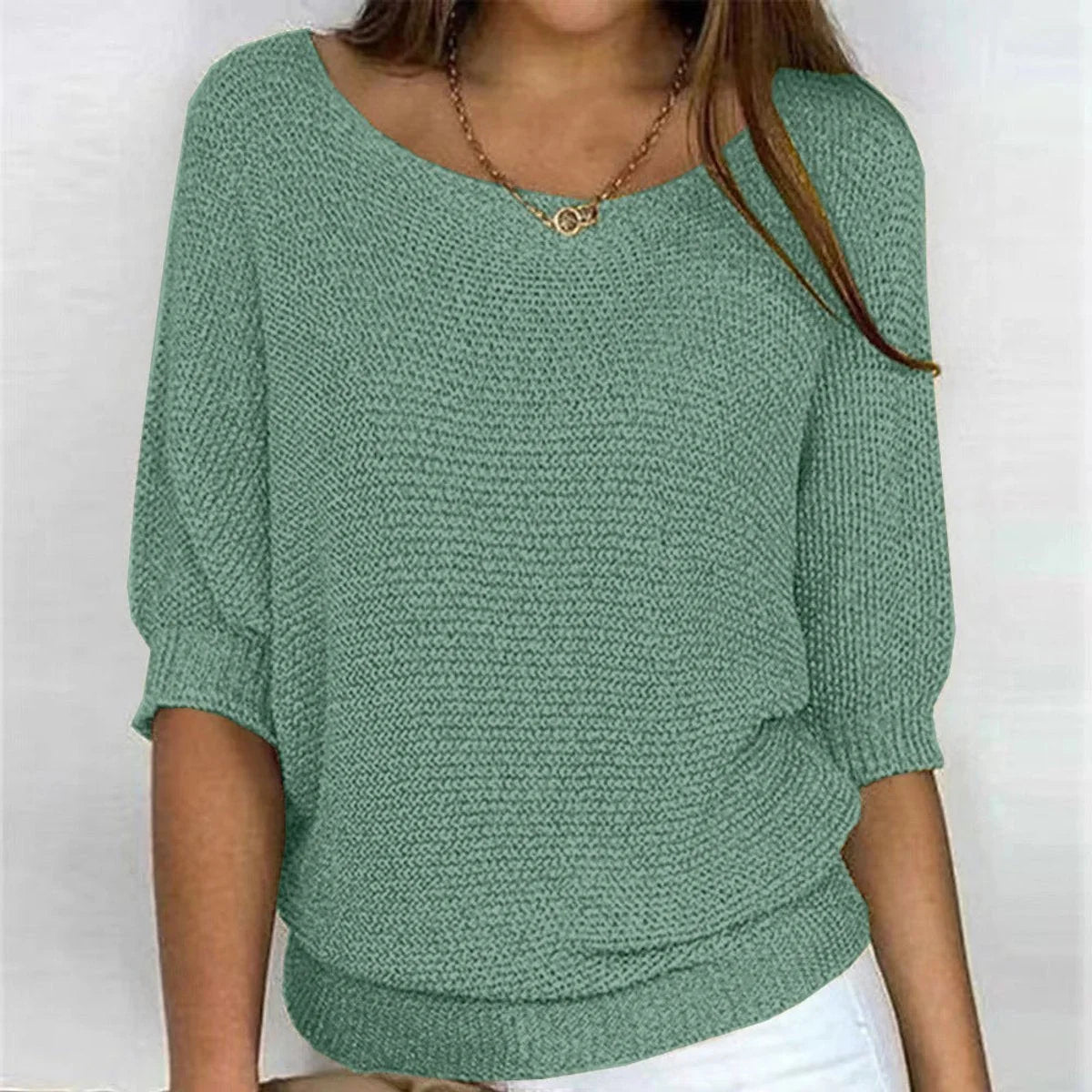 Oversized Trui Dames met Vleermuismouwen in Mintgroen, productfoto