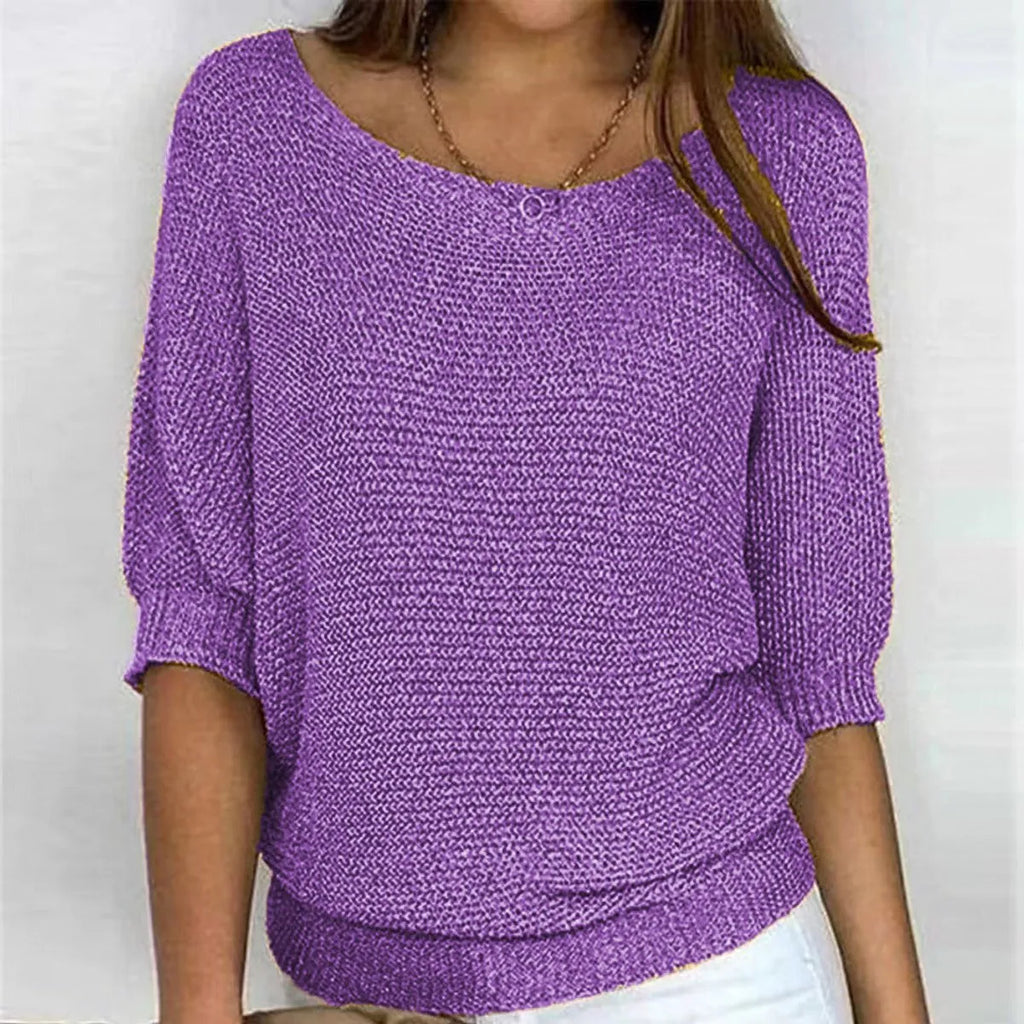 Oversized Trui Dames met Vleermuismouwen in Violet, productfoto
